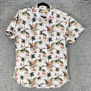 Nifty Genius Shirt Mens Small White Floral Print Short Sleeve Button Up *NWOT*